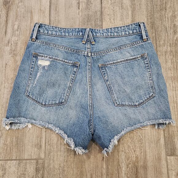 Good American The Bombshell High Rise Distressed Denim Shorts Women 4 27 Y2K - Picture 3 of 11
